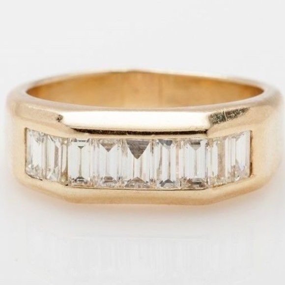 14k Gold Mans Band 3ct VS G Diamond Ring 10 grams - Picture 1 of 4